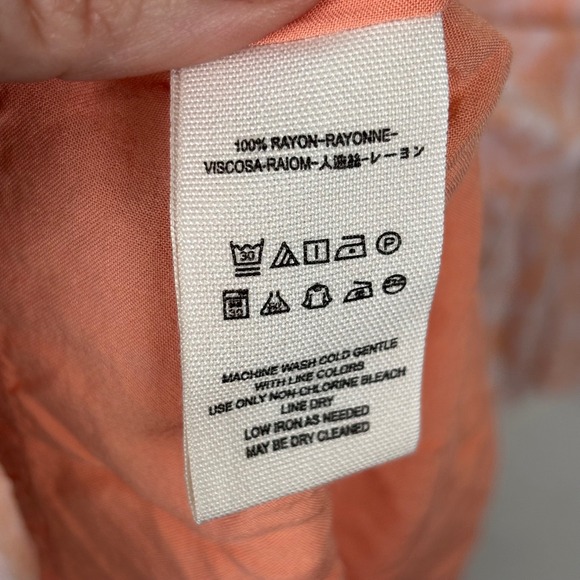 Free People Women's Boho Peasant‎ Tunic SZ Medium Coral Pink Floral Flowy Resort - Picture 9 of 9